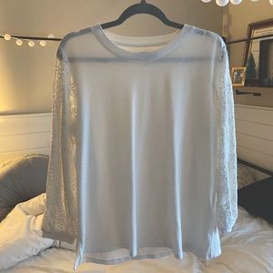 Vintage Lace Sleeved White Top